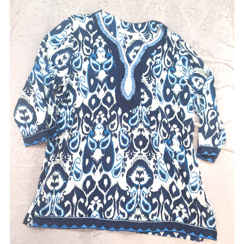 Tantrums Womens Embroidered Aztec Tunic Top Sz 2X Lightweight Cotton *READ